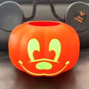 Disney Light Up Color Changing Mickey Blow Mold Candy Pail Halloween Bucket